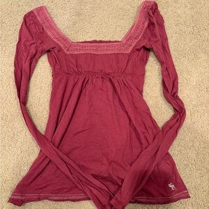 Vintage Deadstock Red Babydoll Longsleeve Top